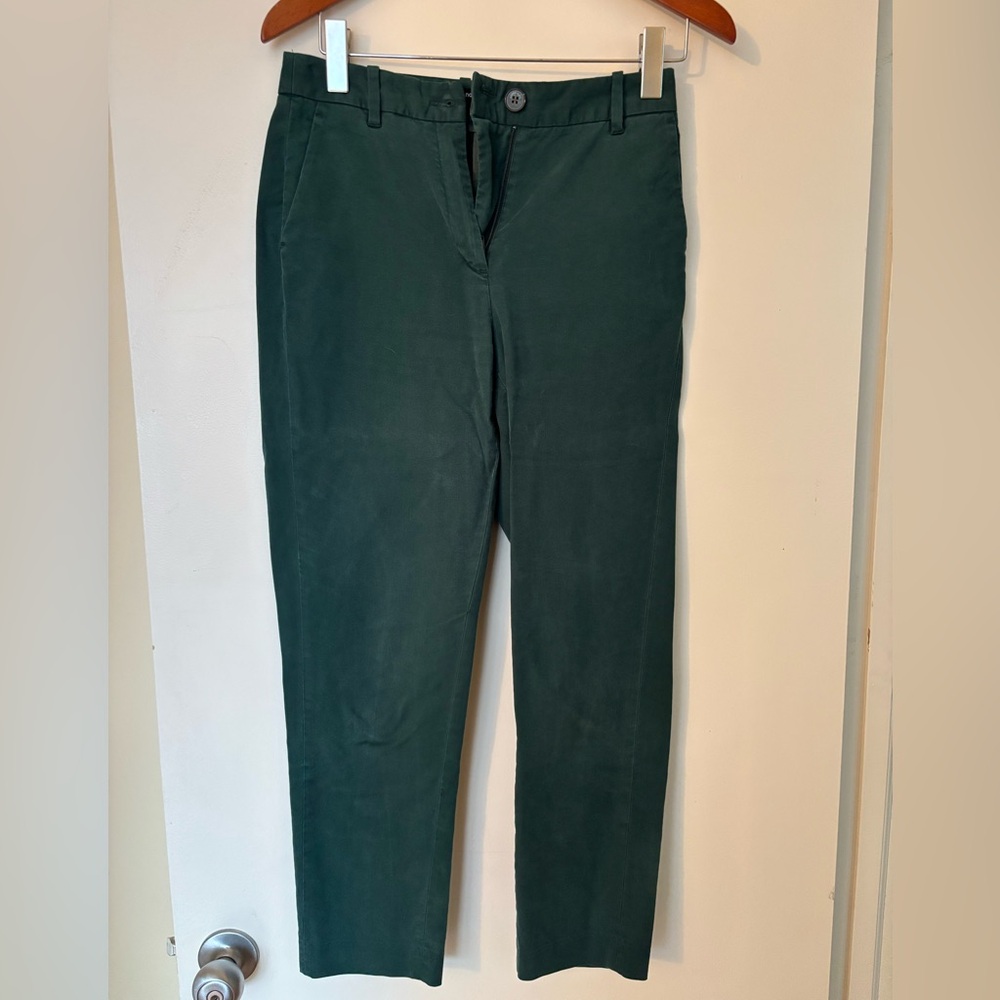 Frank and Oak Women’s Trousers - Green Cropped at the Ankle